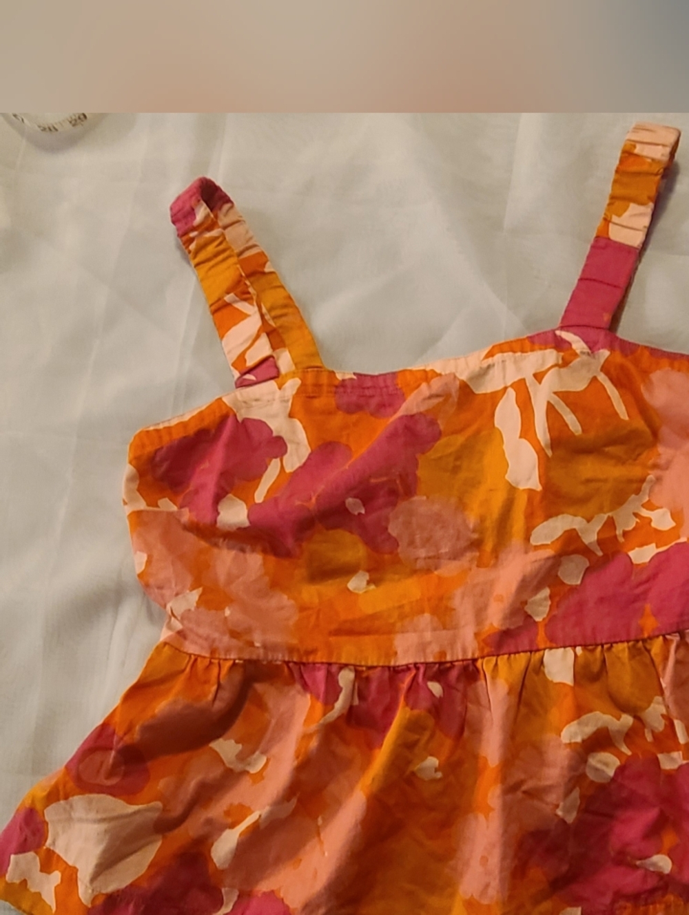#37 - Free Assembly Vibrant Boho Floral Peplum Tank Top in Orange & Pink, Large - Picture 3 of 11